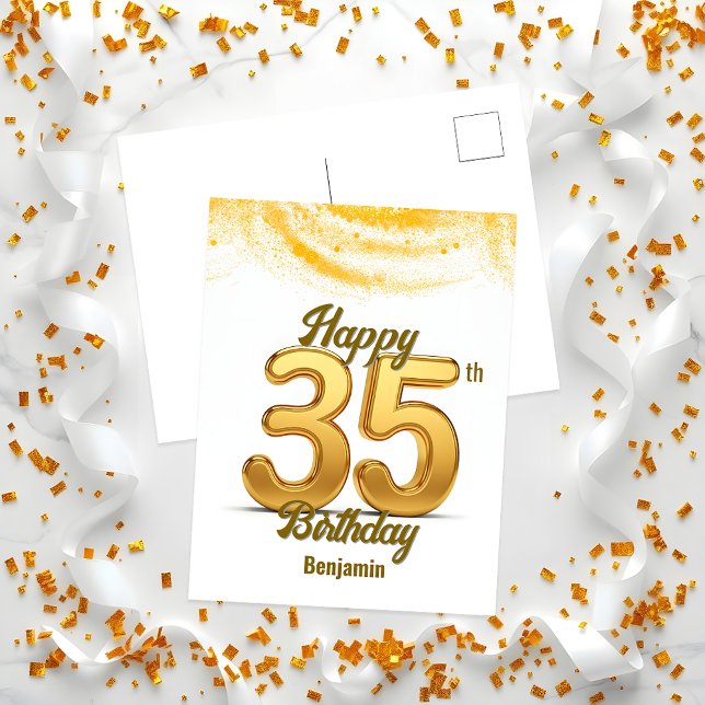 Postal Confeti Brillante de Oro Elegante para Cumpleaños  (Subido por el creador)