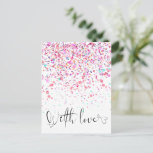 Postal Confeti Colorido Con Amor Rosa