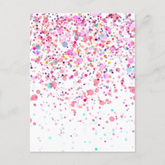 Postal Confeti Colorido En Blanco Personalizado Para Cual