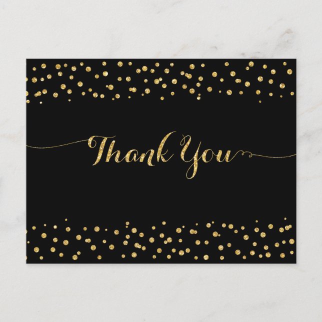 Postal Confeti de Brillo Dorado Gracias (Anverso)