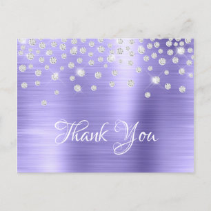 Postal Confeti de Diamante de Plata Purpúrea Satinada de 