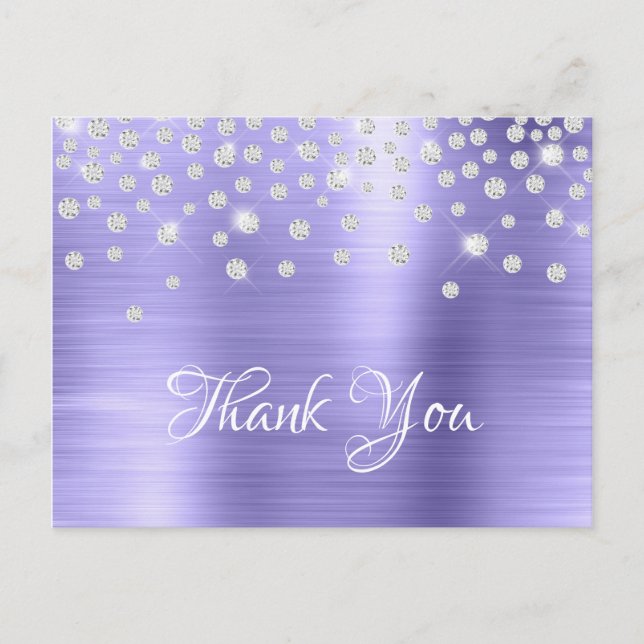 Postal Confeti de Diamante de Plata Purpúrea Satinada de  (Anverso)