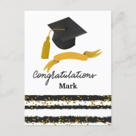 Postal Confeti de graduación Felicitaciones negro oro