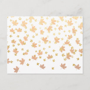 Postal Confetti de hojas de oro sobre fondo claro