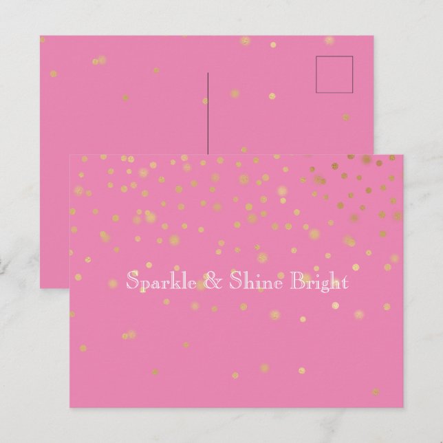 Postal Confetti de oro rosado (Anverso / Reverso)