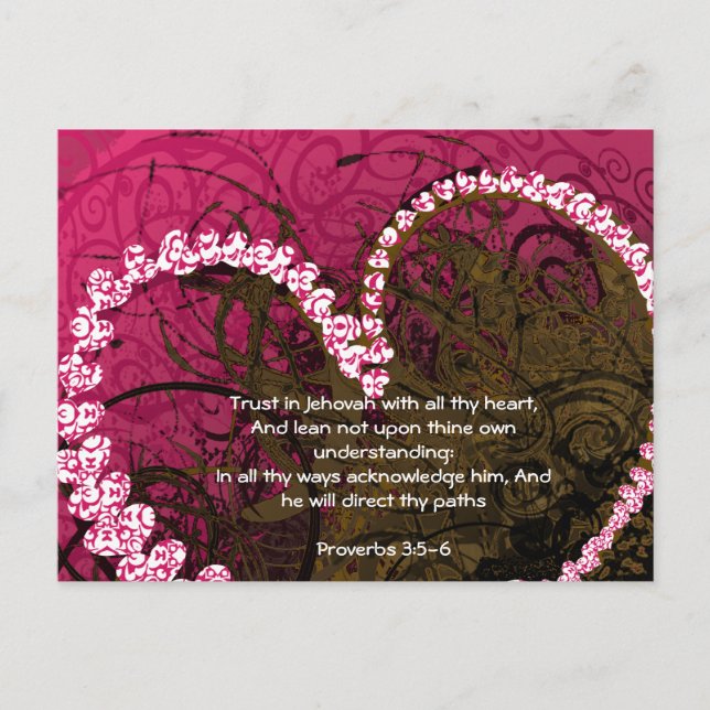 Postal Confía en Dios con Todo Tu Corazón Proverbios 3:5 (Anverso)