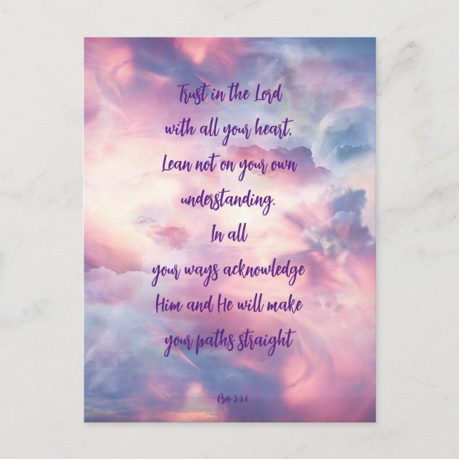 Postal Confía en la cita del salmo de Lord All Your Heart (Anverso)