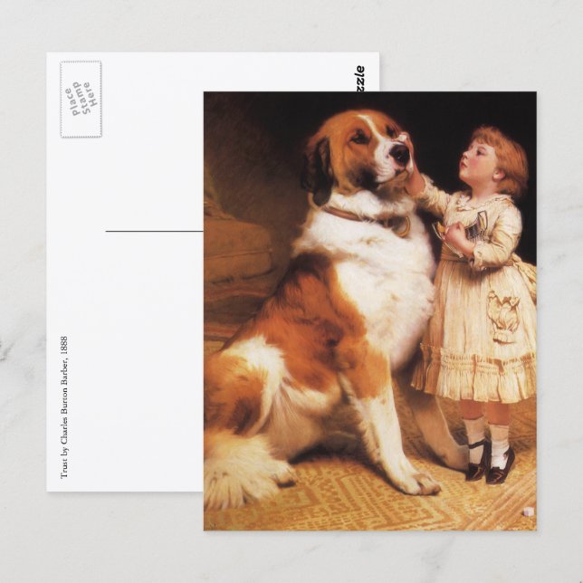 Postal Confianza de Charles Burton Barber, Perro San Bern (Anverso / Reverso)
