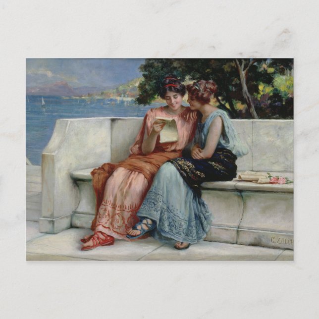 Postal Confidencias (aceite sobre lienzo) (Anverso)