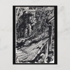 Postal "¡Confiesa!" dibujo de tinta de la India,