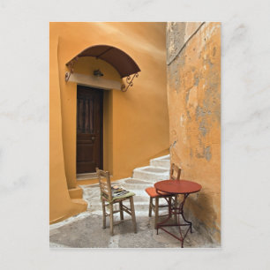 Postal Configuración de mesa en la acera, Chania, Creta,
