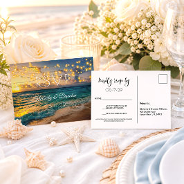 Postal Confirmación de asistencia para boda en playa trop
