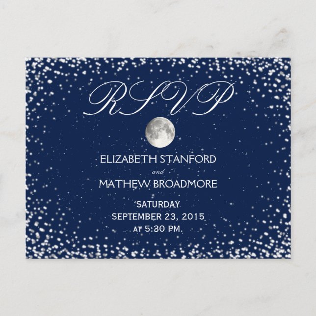 Postal Confirmación de asistencia para bodas | Luna de no (Anverso)