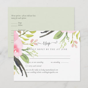 Postal Confirmación de Boda Aceituna Rubor Rosa