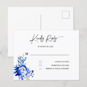 Postal Confirmación de Boda Azul Real y Plata