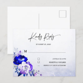Postal Confirmación de Boda Azul Real y Púrpura