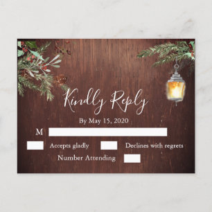 Postal Confirmación de Boda de Invierno de Pino de Navida
