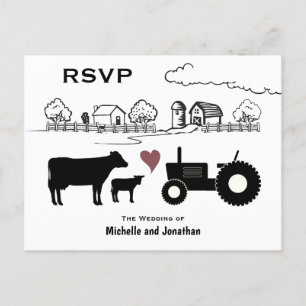 Postal Confirmación de Boda en Granja con Vacas Adorables