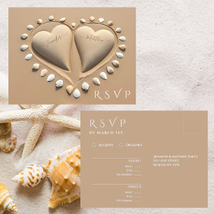 Postal Confirmación de Boda en la Playa - Sand Hearts