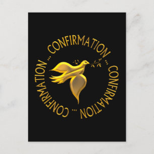 Postal Confirmación dorada y Espíritu Santo