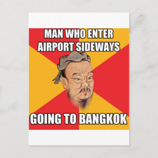Postal Confucio dice ir a Bangkok