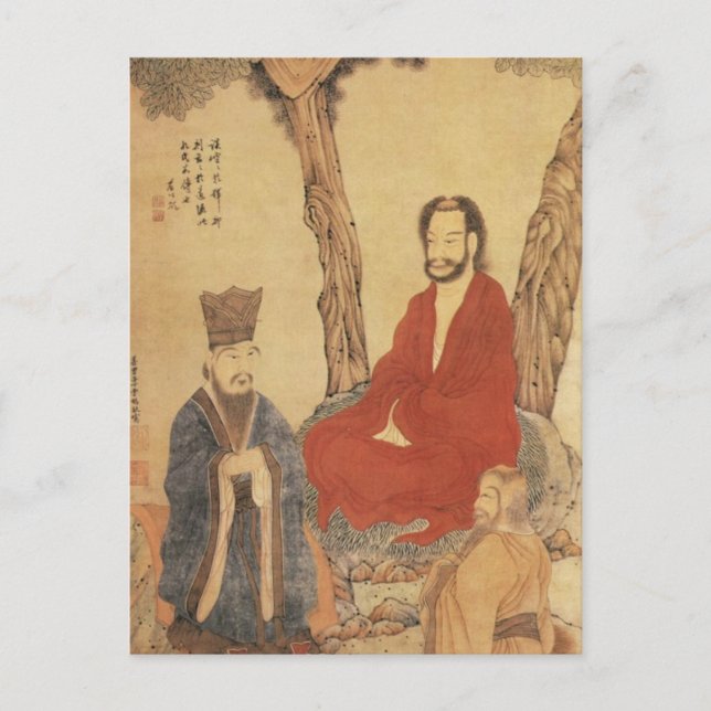 Postal Confucio, Lao-tzu y Arhat Budista (Anverso)