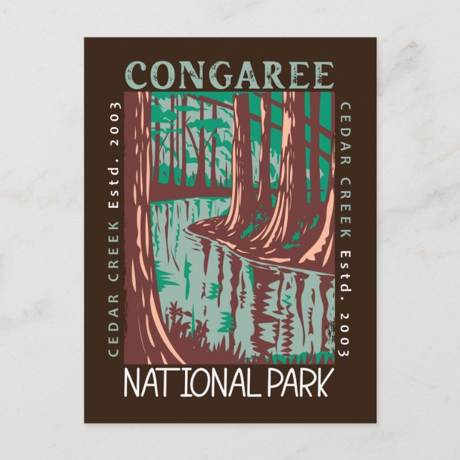 Postal Congaree Parque Nacional Cedar Creek Vintage  (Anverso)