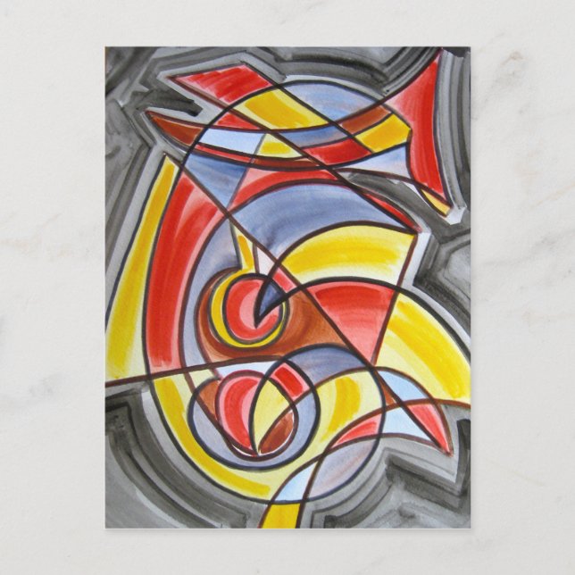 Postal Congelación cerebral-arte moderno colorido Pintado (Anverso)