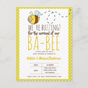 Postal CONGELACIÓN por LLEGAR A BA BEE Baby Shower Amaril