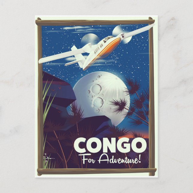 Postal Congo para aventuras! cartel de viaje (Anverso)
