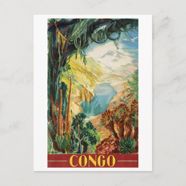 Postal Congo, río Congo, África, paisaje, cosecha (Anverso)