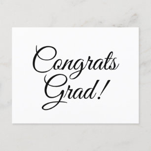 Postal Congrats grad personalizado blanco negro guión ele