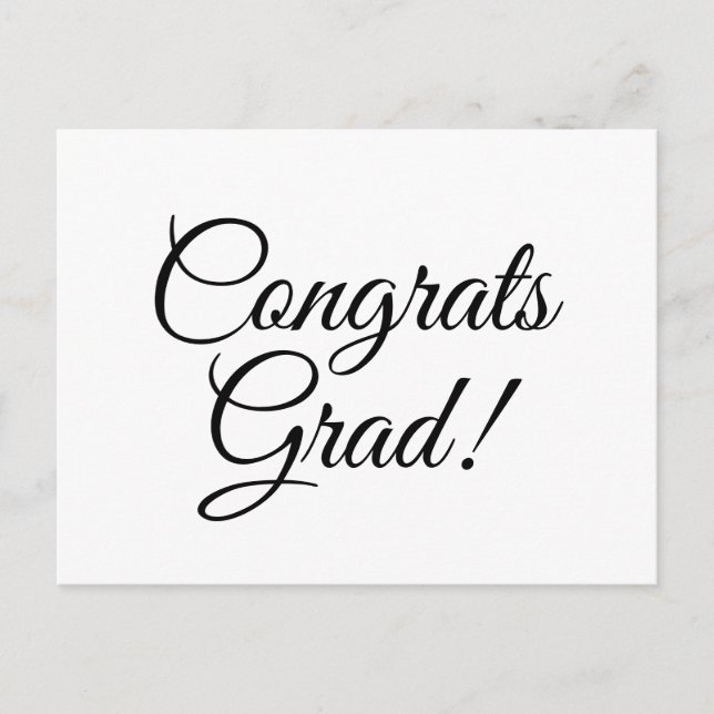 Postal Congrats grad personalizado blanco negro guión ele (Anverso)