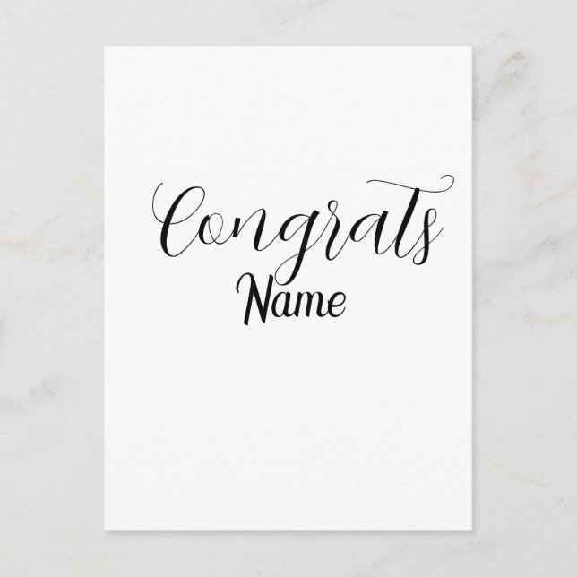 Postal Congrats graduate name simple minimal year class  (Anverso)
