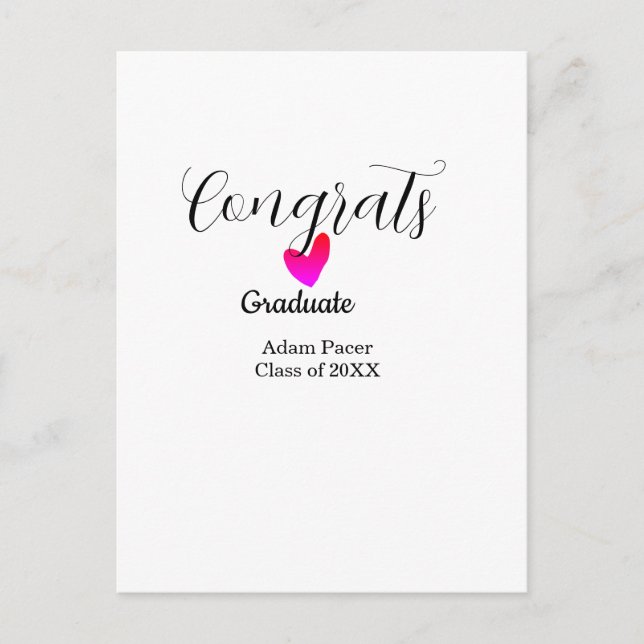 Postal Congrats graduation name class of 20XX year heart  (Anverso)