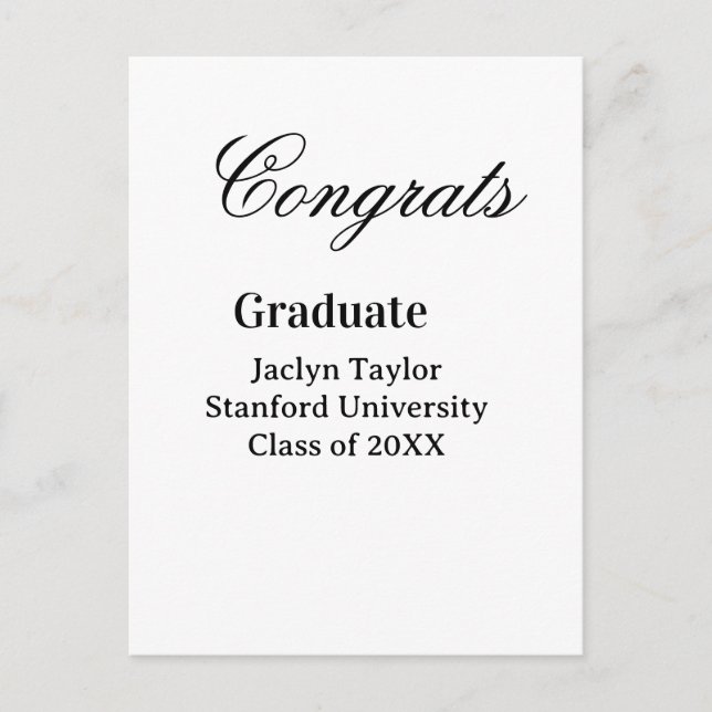 Postal Congrats graduation name university name class of  (Anverso)