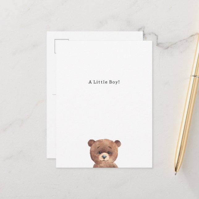 Postal Congratulations Bear New Baby Birth Card (Anverso/Reverso In Situ)
