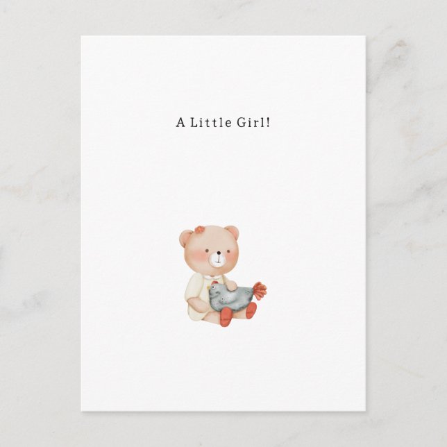 Postal Congratulations Little Girl New Baby Birth Card (Anverso)