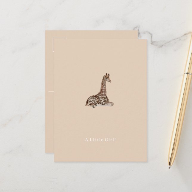 Postal Congratulations Little Girl New Baby Giraffe Card (Anverso/Reverso In Situ)