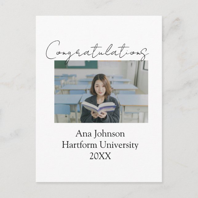 Postal Congratulations photo graduate name university yea (Anverso)