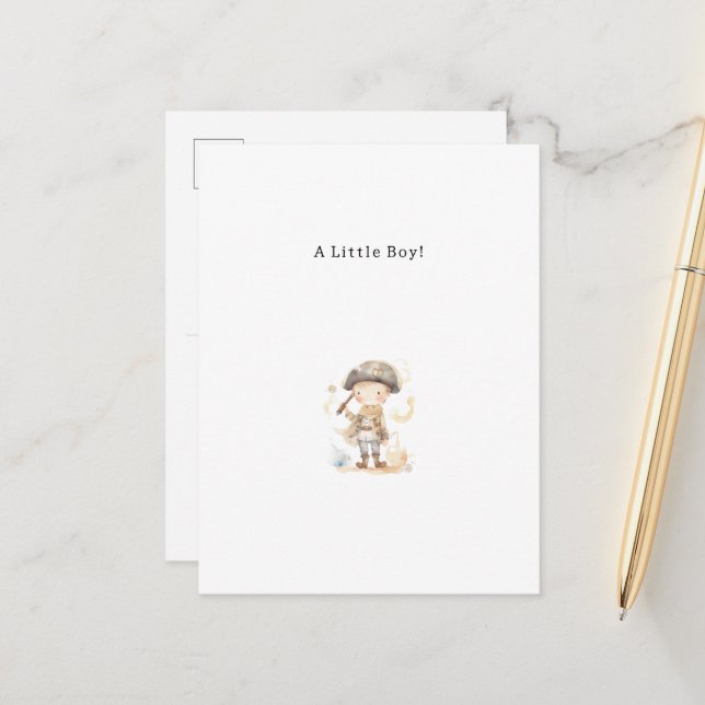 Postal Congratulations Pirate New Baby Birth Card (Anverso/Reverso In Situ)