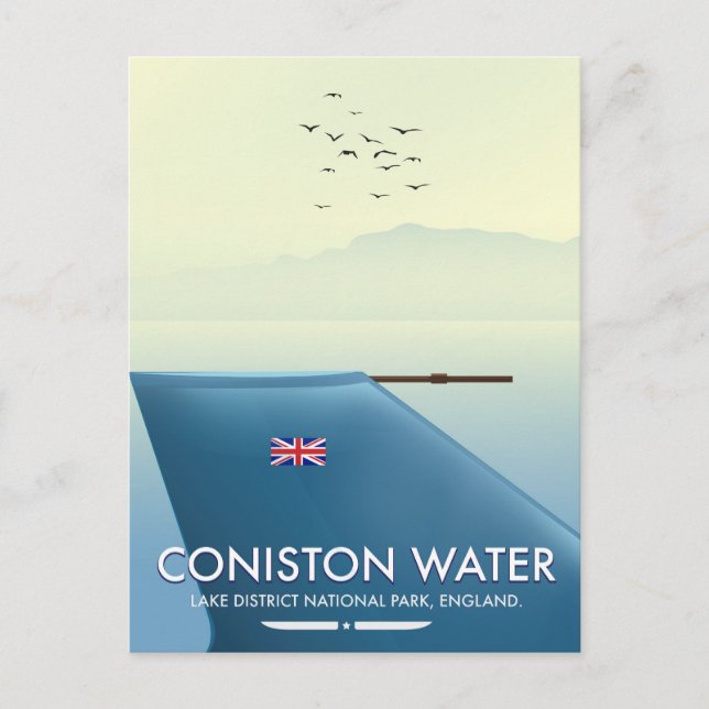Postal Coniston Water, distrito de los lagos, Inglaterra (Anverso)
