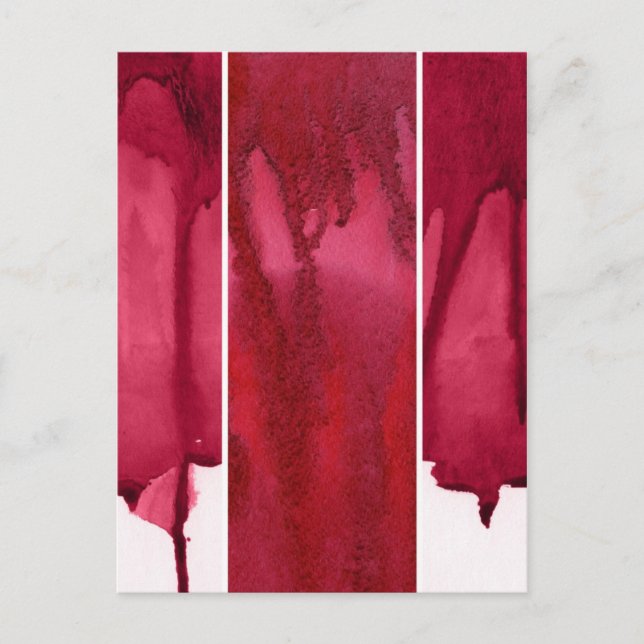 Postal Conjunto de acuarelas rojas abstractas pintadas a  (Anverso)