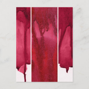 Postal Conjunto de acuarelas rojas abstractas pintadas a 