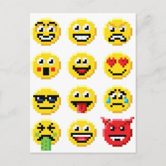 Postal Conjunto de emoticonos de Emoji de arte de píxeles