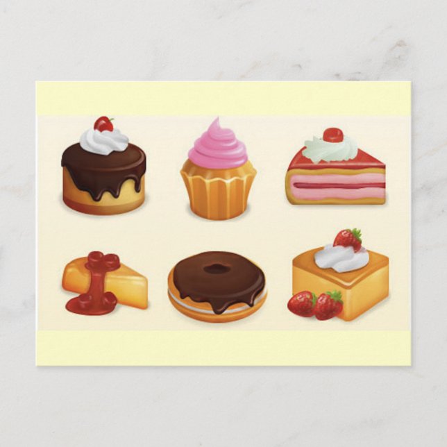 Postal conjunto de iconos yummy (Anverso)
