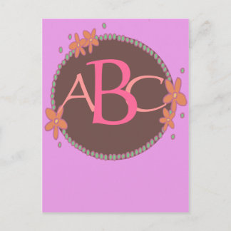 Postal Conjunto monogramado rosado
