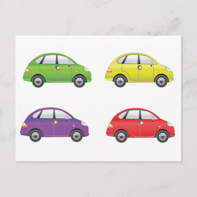 Postal ConjuntoDeCuatroCochesVector1 COCHES DE DIBUJOS AN (Anverso)