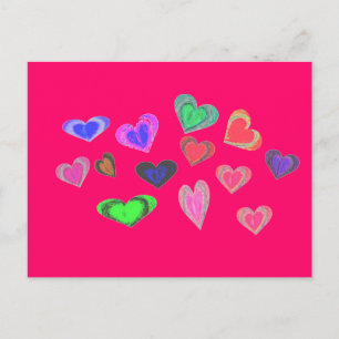 Postal conjuntos de corazones pequeños