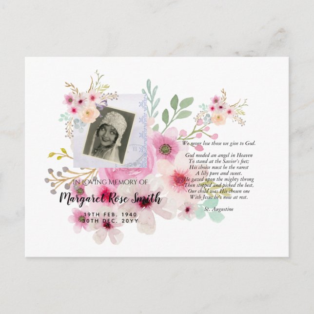 Postal conmemorativa con flores FOTO Verse (Anverso)